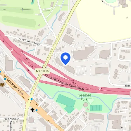 Map showing the location of Pearson Professional Center in White Plains