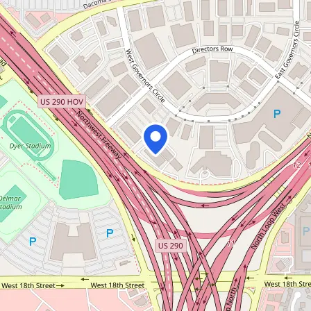 Map showing the location of PSI Testing Center in Houston