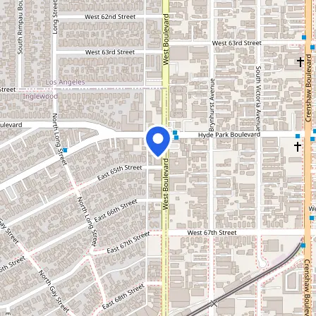 Map showing the location of EE Testing Center in Inglewood