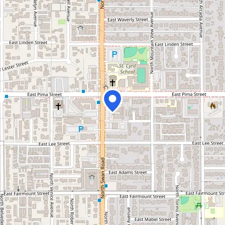 Map showing the location of Prometric Test Center in Tucson