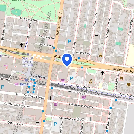 Map showing the location of Pearson Professional Centers Box Hill in Melbourne