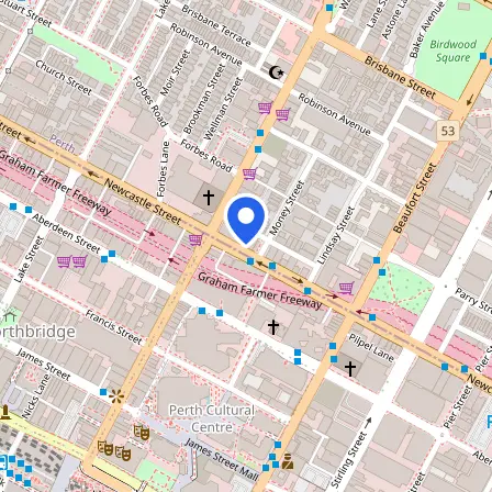 Map showing the location of IELTS Test AU in Perth