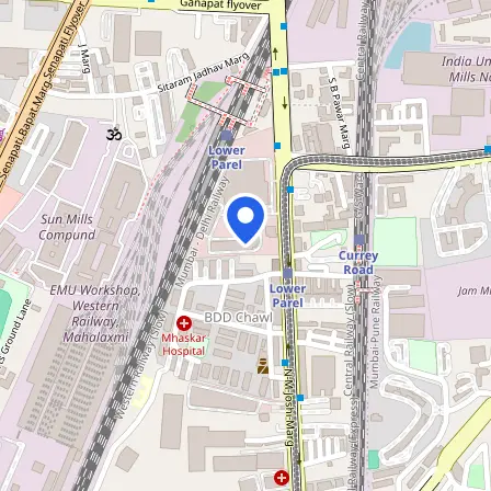 Map showing the location of IELTS Test Centre Lower Parel in Mumbai