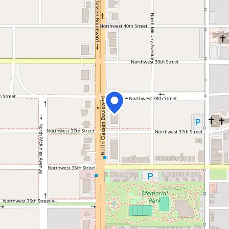 Map showing the location of Psi Exams in Oklahoma City