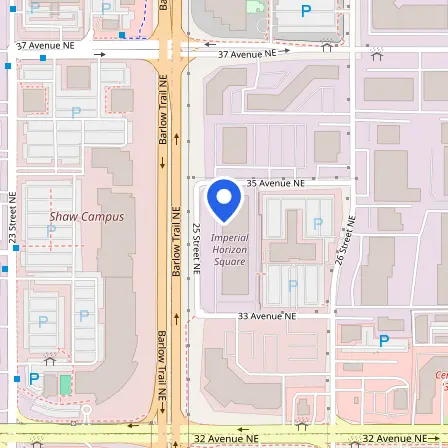 Map showing the location of BITTS Central IELTS Test Centre in Calgary