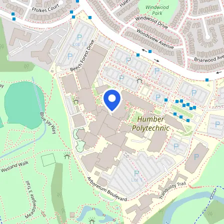 Map showing the location of Humber College IELTS Test Centre in Toronto