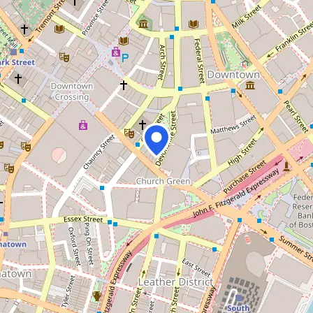 Map showing the location of Pearson Professional Center in Boston