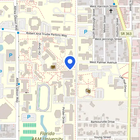Map showing the location of Florida A & M University Testing Center in Tallahassee