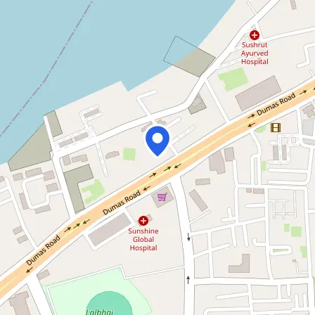 Map showing the location of IELTS Test Centre Surat in Surat