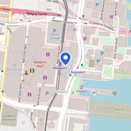 Map showing the location of Pearson VUE Professional Center in Jersey City