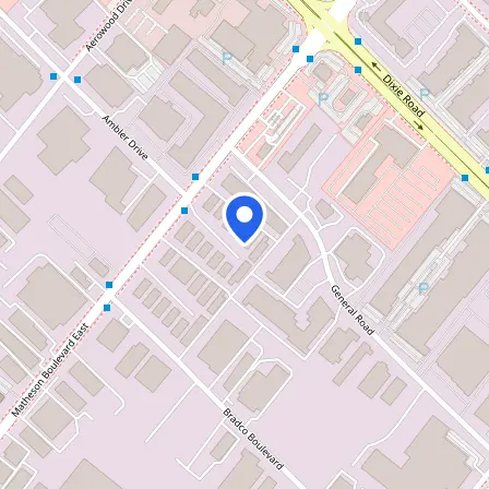 Map showing the location of ILTTS IELTS Test Centre in Mississauga