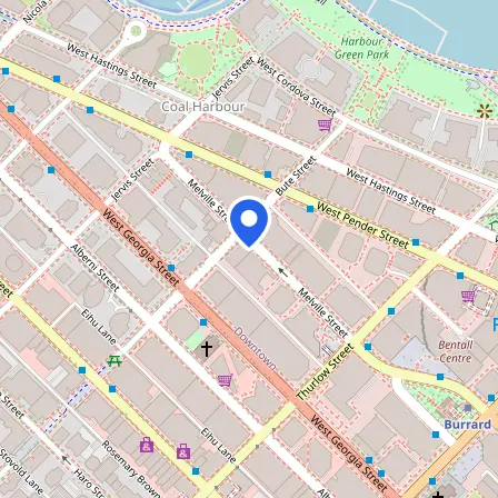 Map showing the location of Prometric Testing in Vancouver