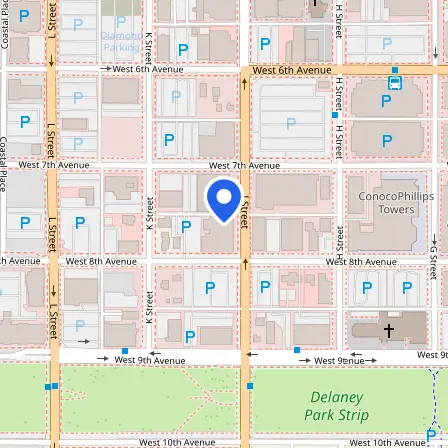 Map showing the location of GED Testing Site in Anchorage