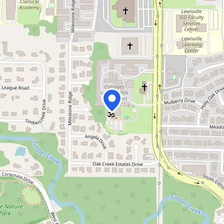 Map showing the location of ETC Testing & Learning Centers in Lewisville
