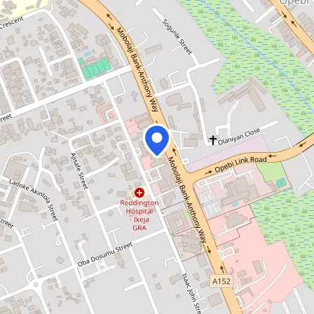 Map showing the location of IDP IELTS Test Centre, Lagos in Ikeja