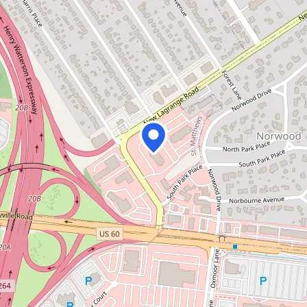 Map showing the location of Prometric Test Center in Louisville