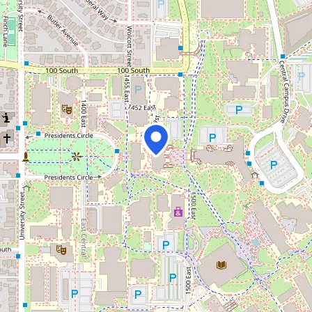 Map showing the location of University of Utah Testing Center in Salt Lake City