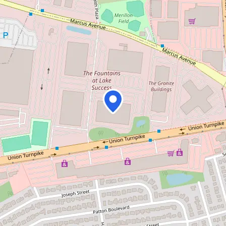 Map showing the location of Pearson Professional Centers in North New Hyde Park