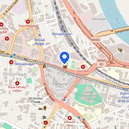 Map showing the location of IDP IELTS Shivaji Nagar Center in Pune