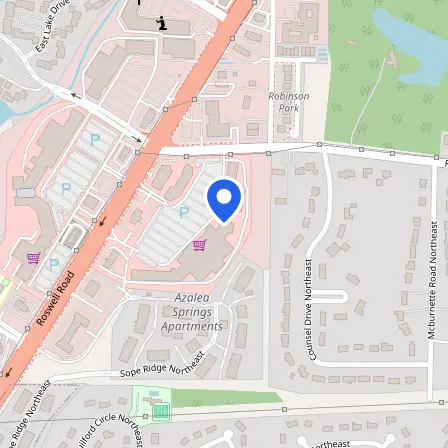 Map showing the location of PSI Testing Center in Marietta