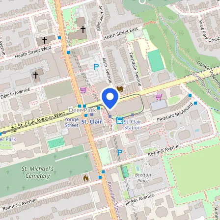 Map showing the location of Pearson Vue Professional Centre in Toronto