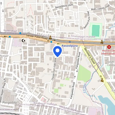 Map showing the location of IELTS Test Centre Begumpet in Hyderabad