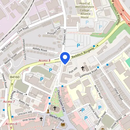 Map showing the location of Pearson VUE Professional Test Centre UK Redditch in Redditch