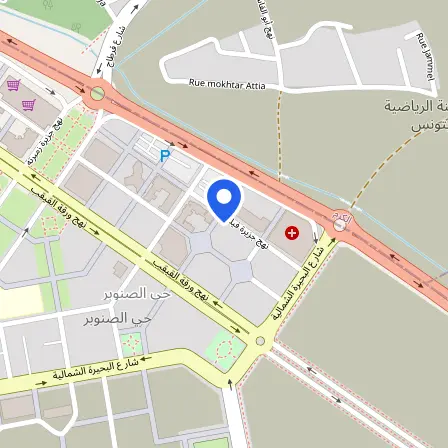 Map showing the location of Amideast Lac 2 in Tunis
