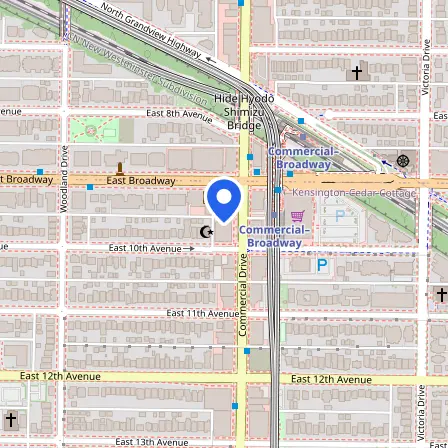 Map showing the location of MOSAIC CELPIP Test Centre Commercial Drive in Vancouver