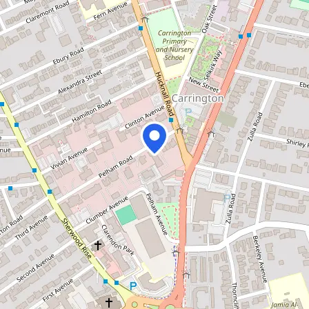 Map showing the location of CTP Nottingham Test Centre in Nottingham
