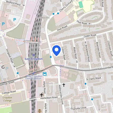 Map showing the location of Pearson Test Centre in Croydon