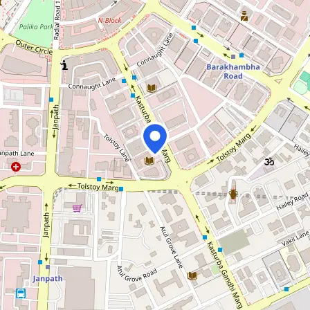 Map showing the location of British Council in New Delhi