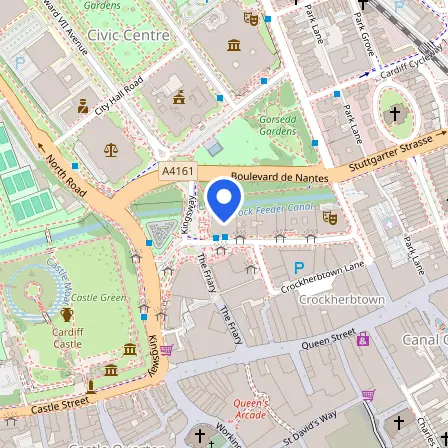 Map showing the location of British Council Wales in Cardiff