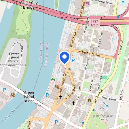 Map showing the location of Capital District Educational Opportunity Center (EOC) in Troy