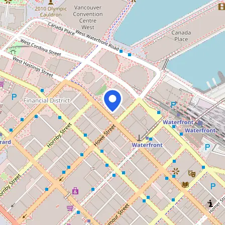 Map showing the location of Oxford International Vancouver in Vancouver