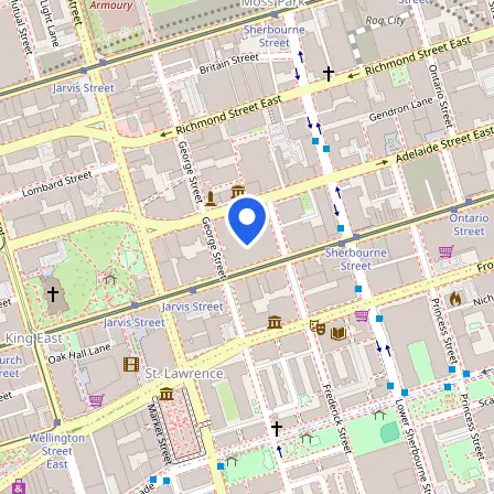 Map showing the location of George Brown College IELTS Test Centre in Toronto