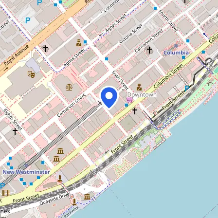 Map showing the location of BITTS Testing New West Minister IELTS Test Venue in New Westminster