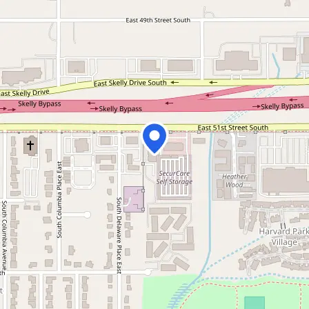 Map showing the location of PSI Exams in Tulsa