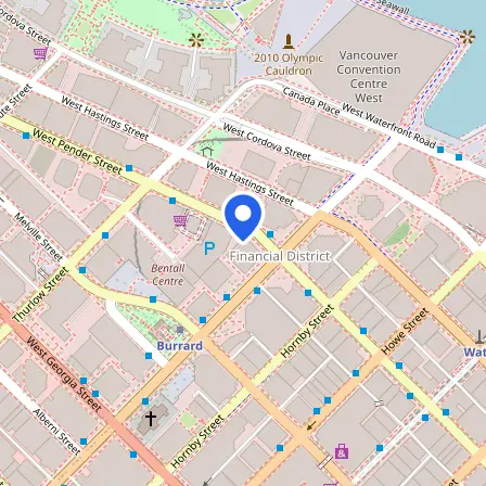 Map showing the location of Pearson Professional Centres in Vancouver