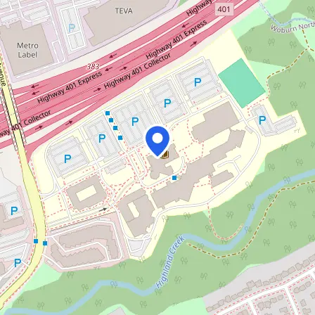 Map showing the location of Centennial College - IELTS Test Centre in Toronto