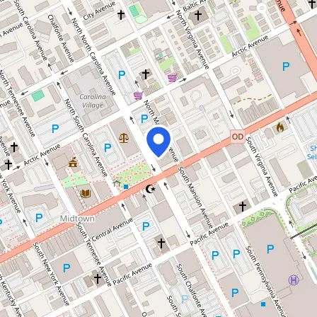 Map showing the location of Pearson Professional Center in Atlantic City