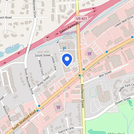 Map showing the location of Pearson Professional Center in Winston-Salem