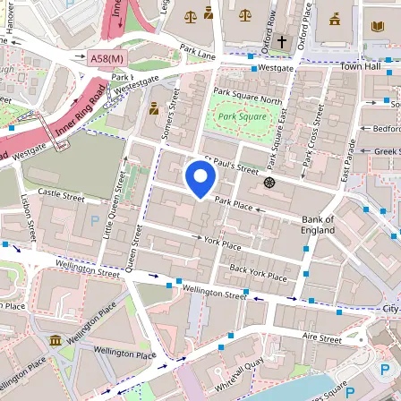 Map showing the location of IELTS test centre in Leeds