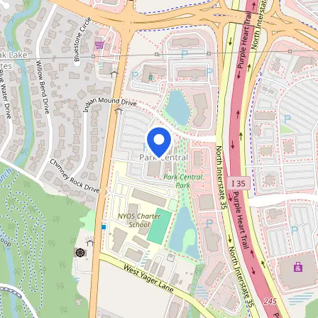 Map showing the location of Pearson Professional Center - Austin (North) in Austin