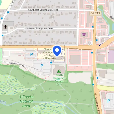 Map showing the location of Clackamas Community College - Harmony Community Campus in Milwaukie