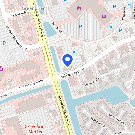 Map showing the location of Pearson Professional Centers-Chesapeake in Chesapeake