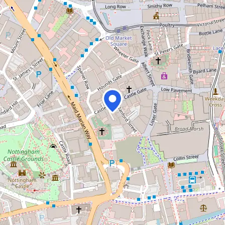 Map showing the location of Pearson Professional Centres in Nottingham