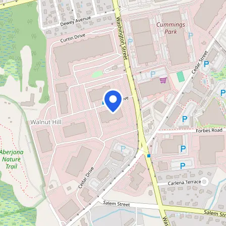 Map showing the location of Netiza Pearson VUE Test Center in Woburn