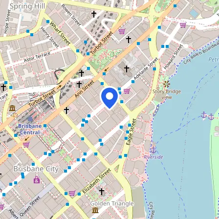 Map showing the location of Pearson Professional Centers - PTE in Brisbane