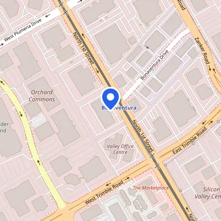 Map showing the location of Prometric Test Center in San Jose